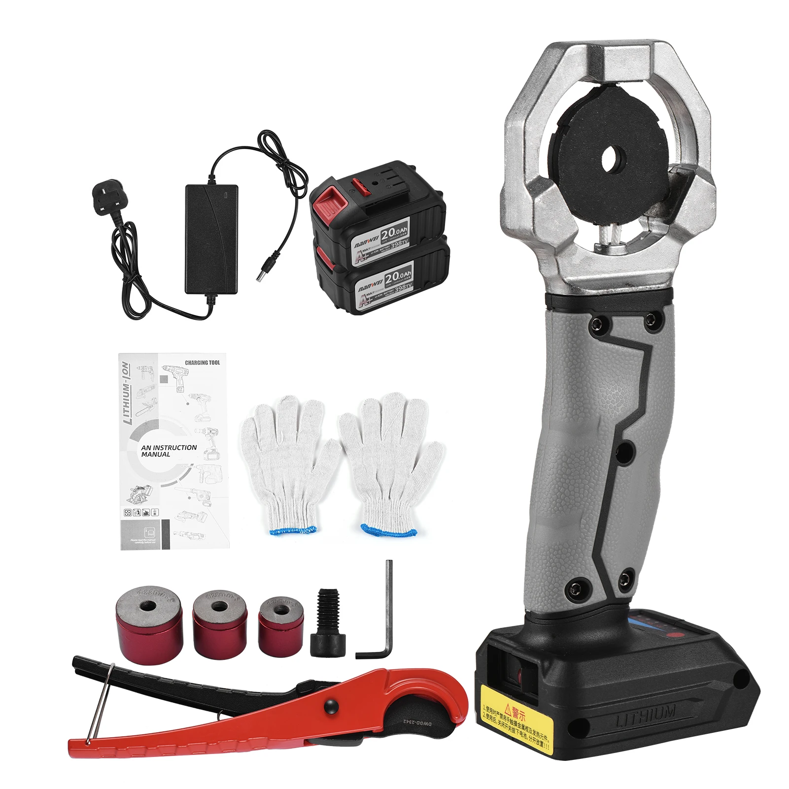 NANWEI 21V Cordless Electric Pipe Welding Machine 340℃ Handheld Socket Fusion Welder with 3 Die