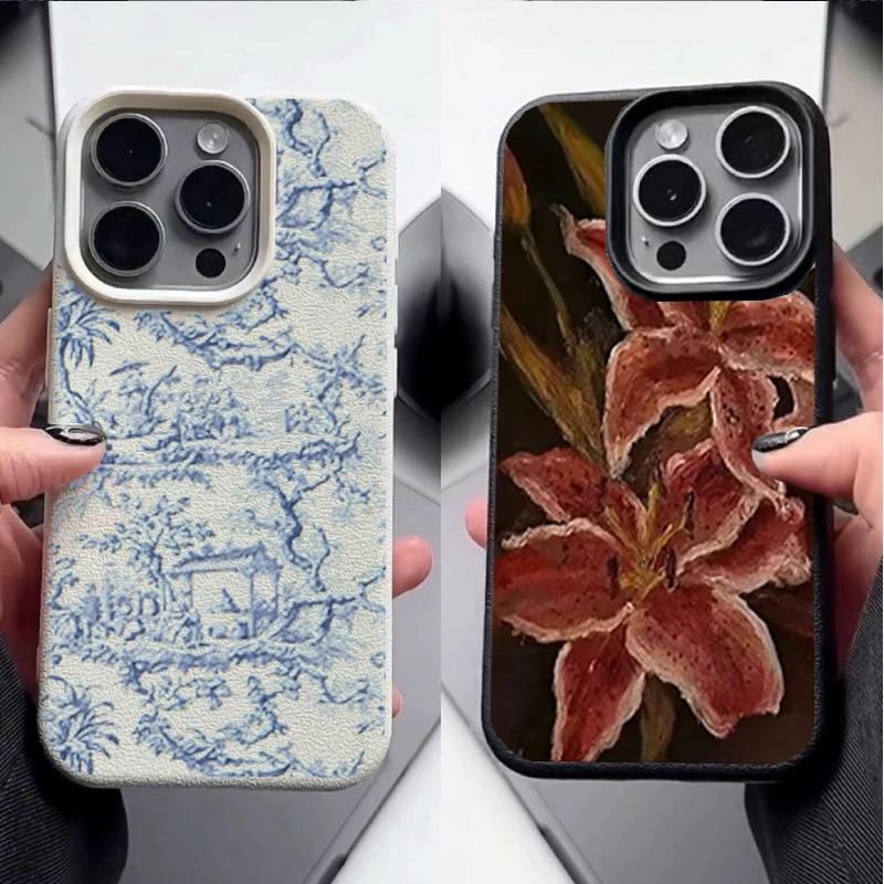 Pink Lily Flower Soft PU Leather Matte Phone Case