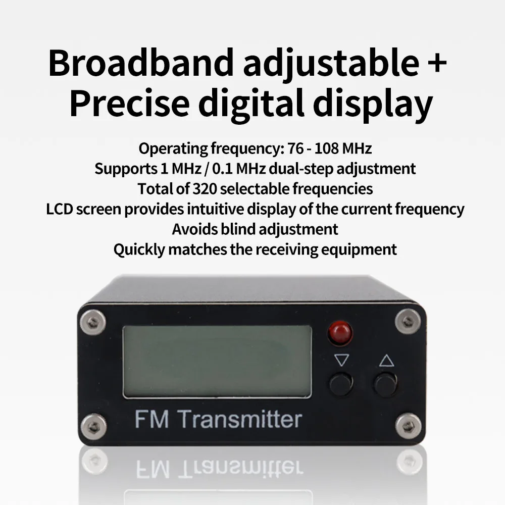 High-Performance FM Transmitter with LCD Display and USB-C Connectivity for Wireless Audio Broadcast
