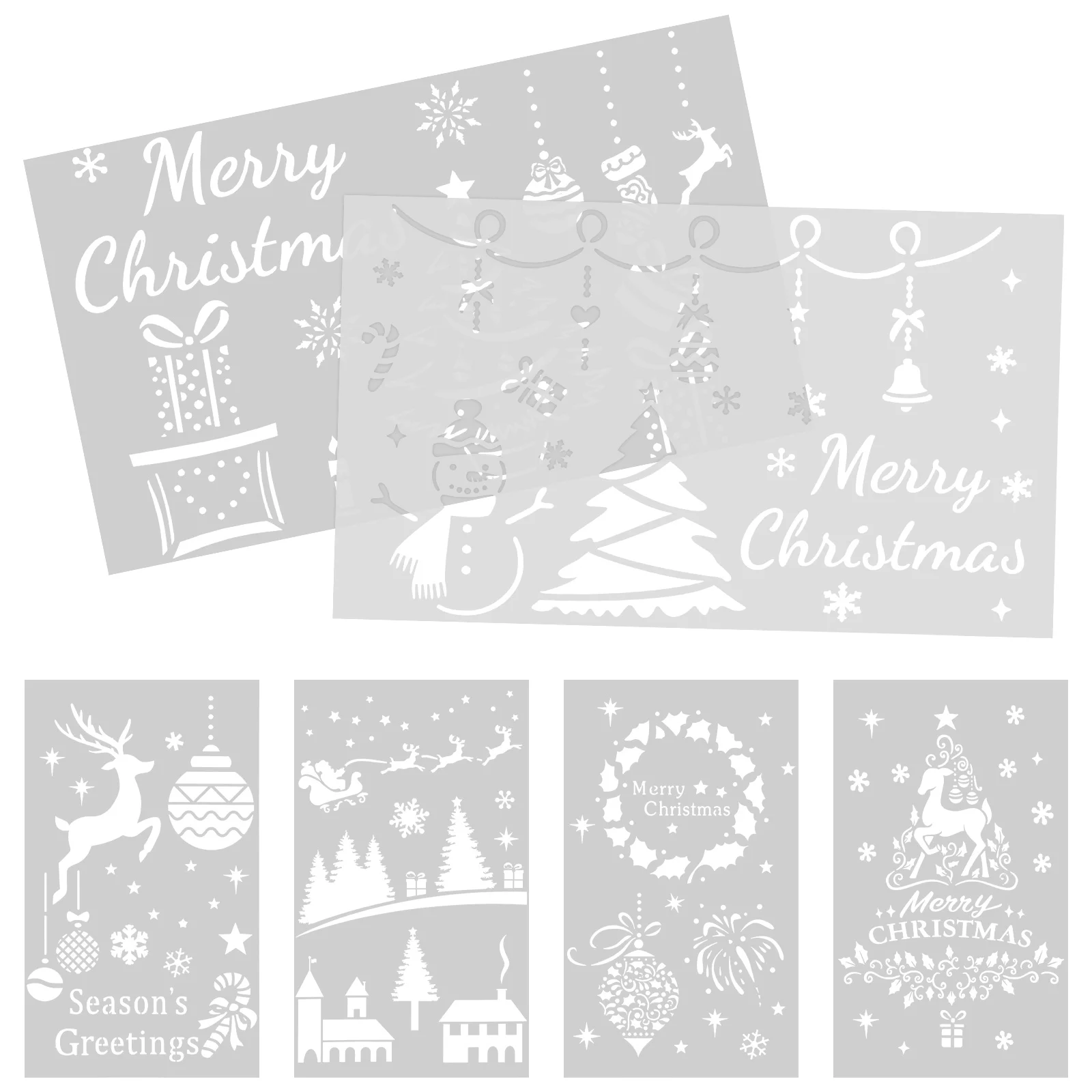 

6 Pcs Home Decor Christmas Stencils Painting Templates Decorate Printing The Pet Reusable Plastic Spray Large Flower