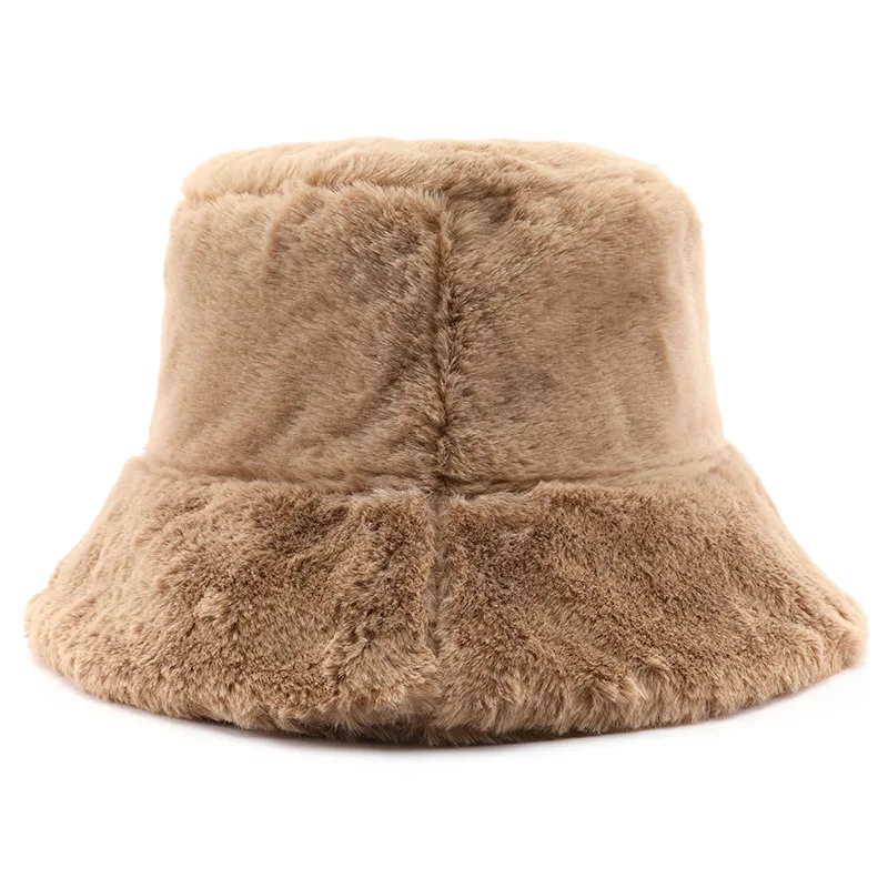 

Fisherman's hat female autumn and winter plush light plate solid colour basin cap warm cold sun-shading fisherman's hat