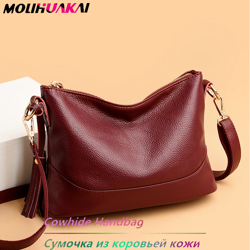 100% Genuine Leather Cowhide Tote Bag The New High Quality Leather Women's Designer Handbag High Capacity Shoulder Messenger Bag