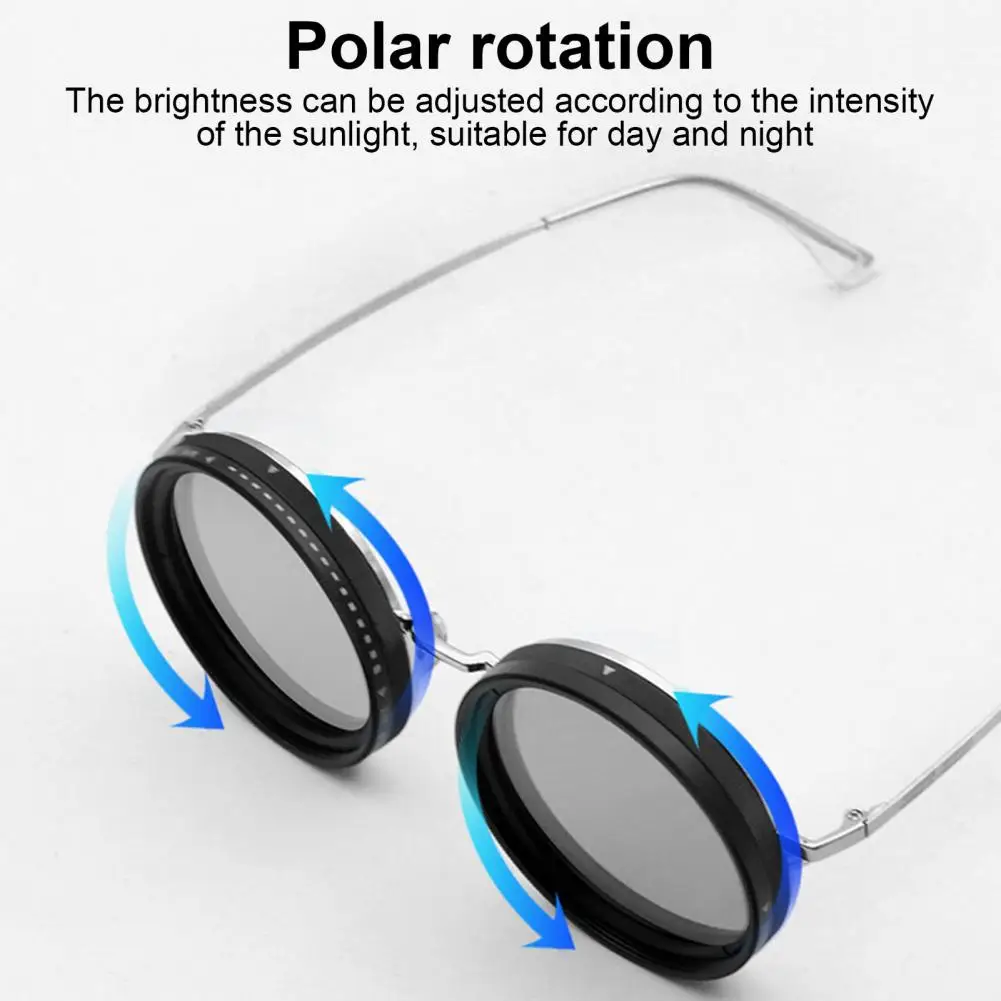 Round Sunglasses Aluminum Alloy Polarized Glasses With ND Filter Lenses 1-9 Gears Adjustable Tint UV Protection Fishing Eyewear cycling sunglasses