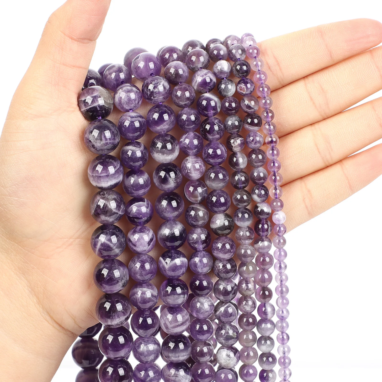 Natural Stone Beads Dream Amethyst Quartz Beads Loose Spacer Bead For Jewelry Making DIY Bracelet Necklace Accessories 4-12MM
