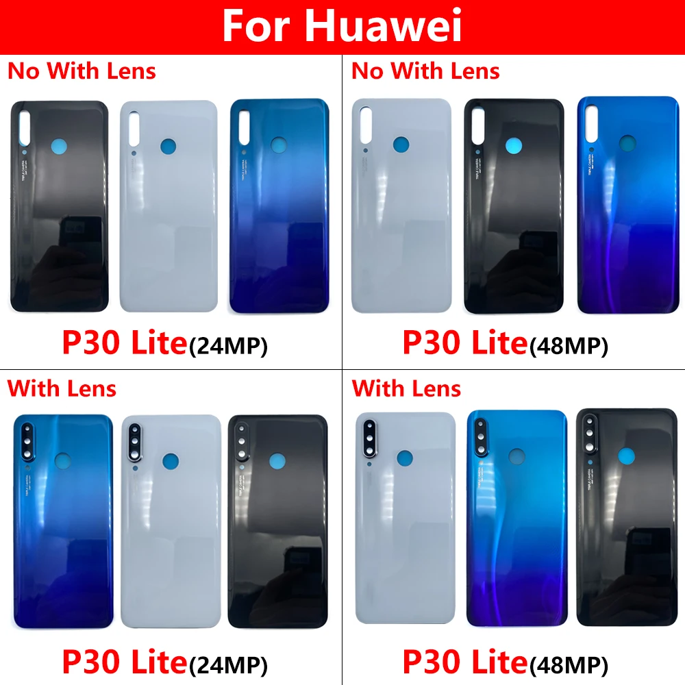 

New Back Cover For Huawei P30 Lite Rear Door Housing Case Replacement For Huawei P30 Lite Back Battery Glass Cover With Adhesive