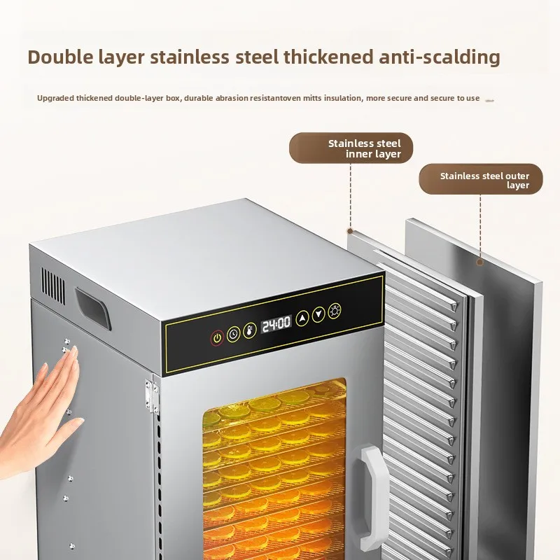 18-Tier Stainless Steel Food Dehydrator Commercial & Home Use Adjustable Energy-Efficient Drying for Fruits/Meat/Herbs