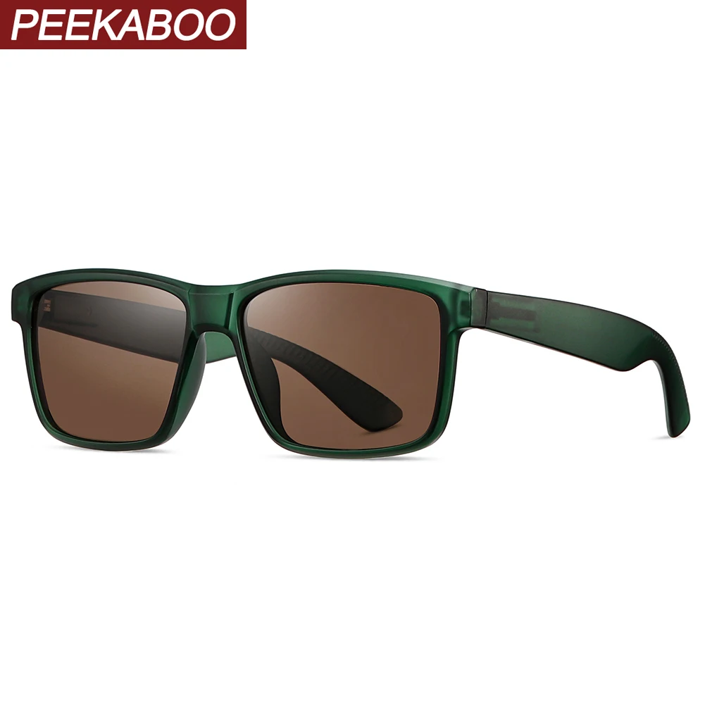 Peekaboo Sonnenbrille mit quadratischem Rahmen, modisch, für Herren, Outdoor, polarisierte Sonnenbrille für Herren, UV400, Fahren, PC, Blau, Braun, 2025, Geschenk