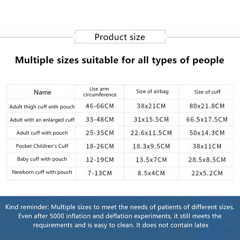 Disposable Large Adult Infant Child Arm Blood Pressure Cuff Without Bladder Single Tube Non Woven Fabric Composite Material