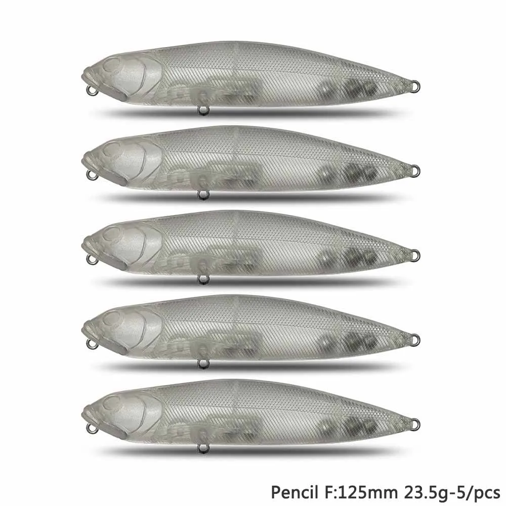 

CF Lure Unpainted DIY Floating Pencil 125mm 23.5g 5pcs Fishing Lure ABS Plastic Bait Billet