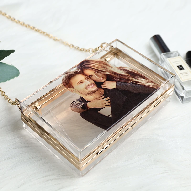 New Custom Acrylic Transparent Women Clutch Bag Chain Luxury Brand Women Messenger Bag Evening Bag Handbag Chain Shoulder Bag
