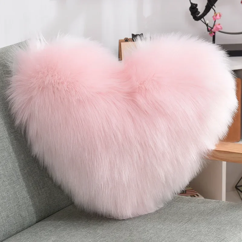 Pillow Cushion Washable Pillow Doll PP Cotton Cute Heart Shaggy Fluffy Sofa Pillow Assorted Plush Cover Sofa Bed Cushion 2