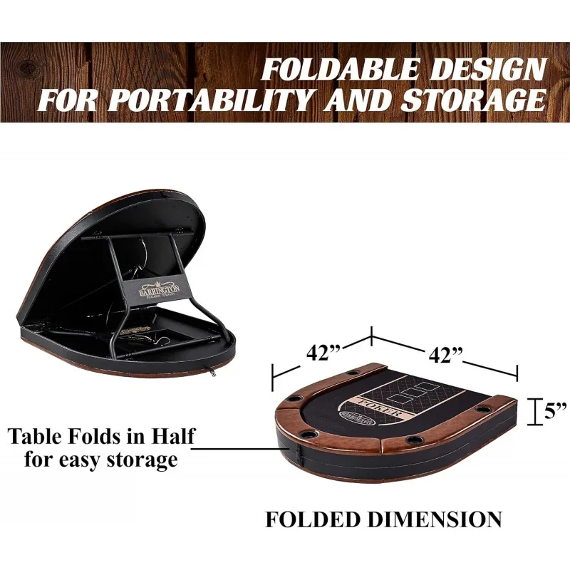 Barrington Charleston 10 Player Folding Poker Table Oval Card Table Casino Style Tournament Poker Table with Padded Rails