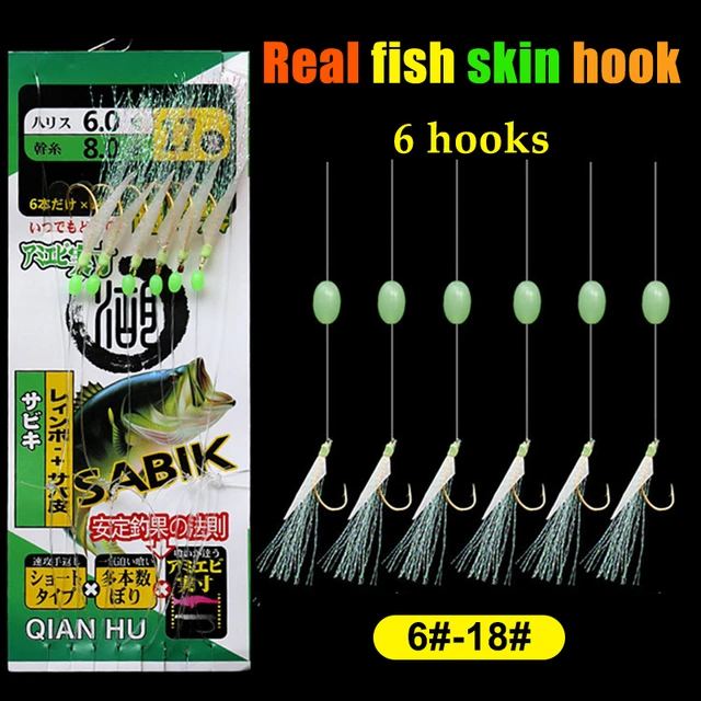 1Set Luminous String Hook 6 Pcs Fishing Hook Fish Hooks With