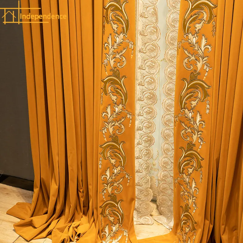 Orange Stitching Velvet Embroidery Living Room Bedroom Dining Room