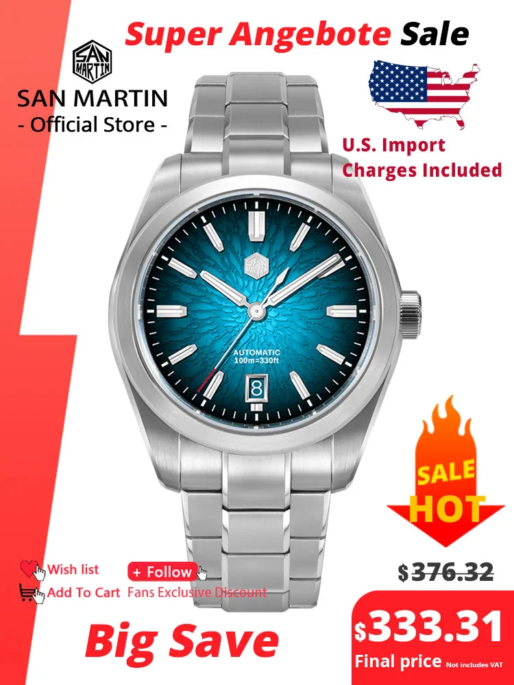 San Martin 39mm SN0144 "JianZhan" Gada Watch Miyota 9015 Original Design Chinese Style Dress Men Automatic Mechanical Watches