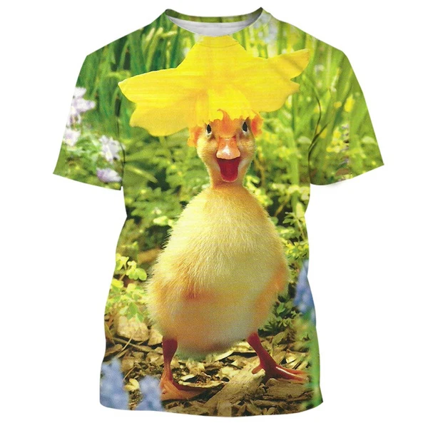 

2023 Funny Creative Cute 3d T-shirt Animal Pet Duck Short Sleeve Summer Casual Fashion Tops Unisex Round Neck Short Sleeve