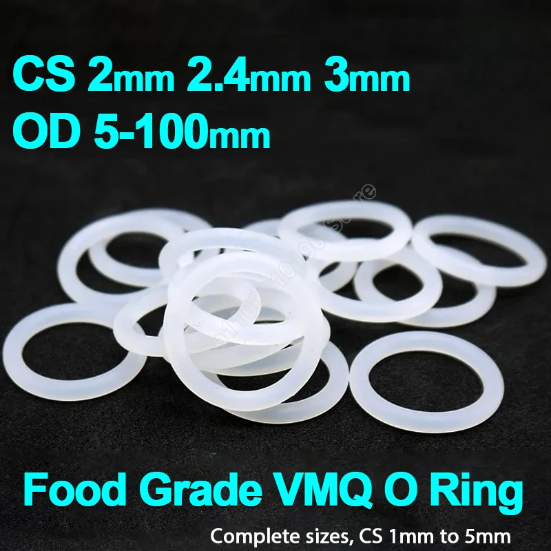 100 Stuks O Ring VMQ Wit Met 2,8 Mm Draaddiameter Rubberen Afdichtring Buitendiameter 50 3294337148