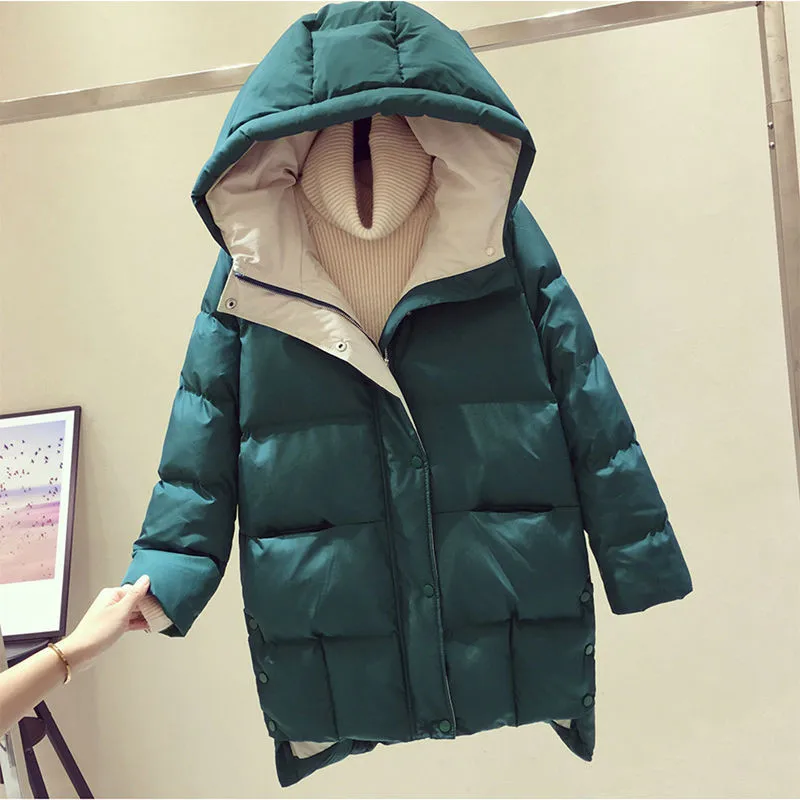 

2023 Winter Women Jacket Long Hooded Cotton Padded Female Coat High Quality Warm Outwear Womens Parka Manteau Femme Hiver