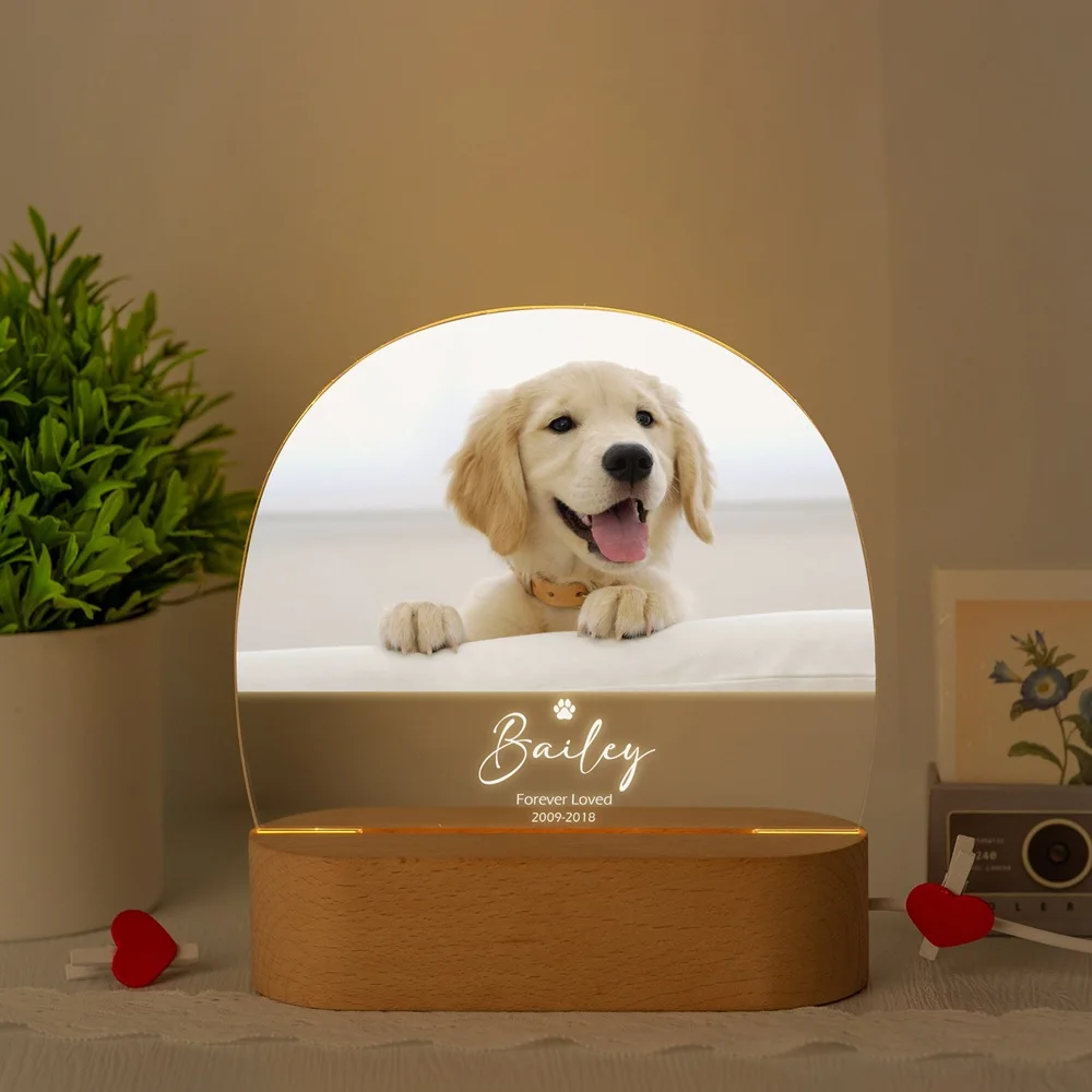 Benutzerdefinierter Name Acryl Sympathie Geschenk Haustier Foto Memorial Rahmen personalisiertes Hundebild Weihnachtsgeschenk für Haustierliebhaber – Detail 4