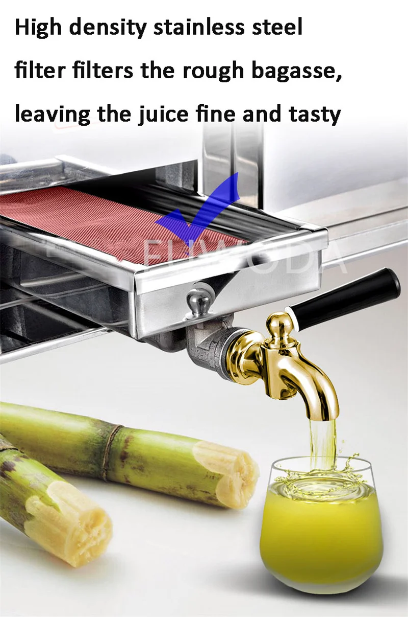 300Kg/H Professional Large Capacity Sugar Cane Squeezer Crusher Roller Mill Juicer Extractor Machine  Electric Sugar Cane Juicer 5