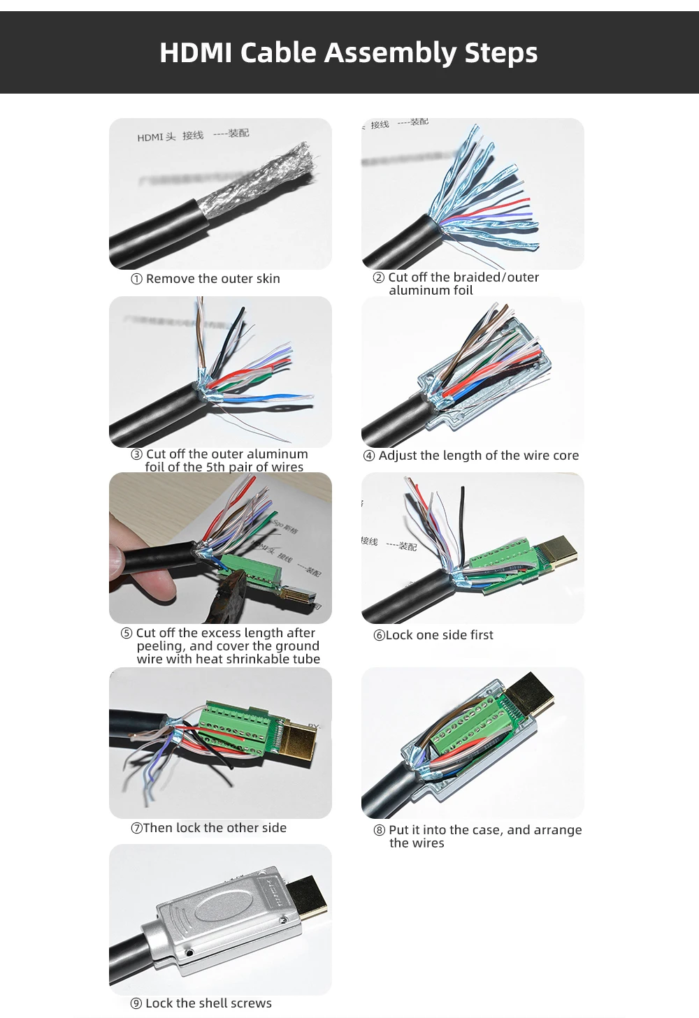HDMI 2.0 Lötfreier Stecker DIY 4K HDMI-Kabel-Reparaturkopf Lötfreier Stecker Unterstützt 4K 60Hz – Detail 18