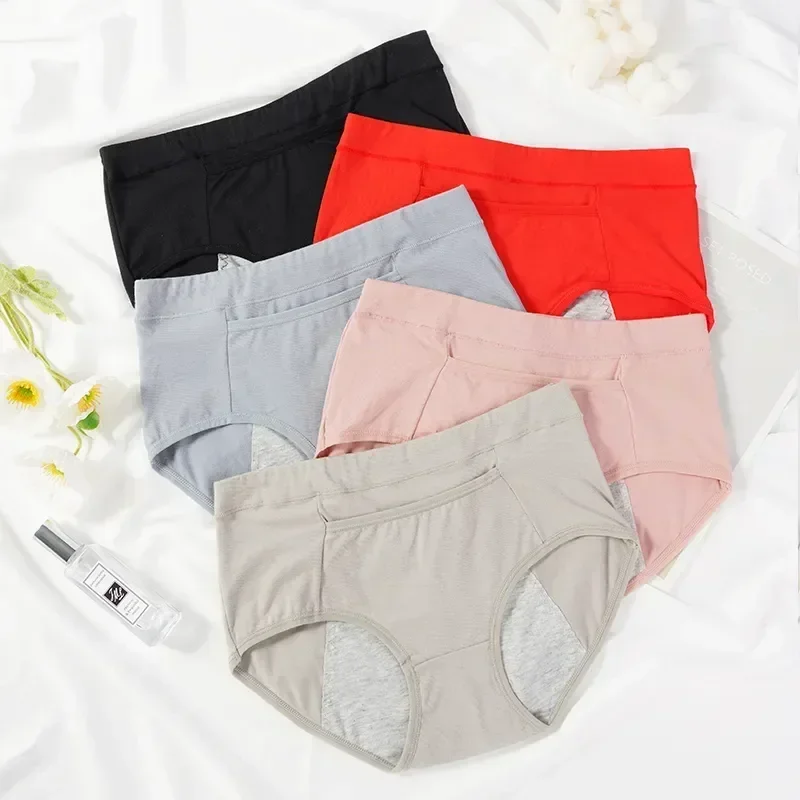 

Female Briefs Women Cotton Waterproof 3PCS/SET Panties Underwear Pants Menstrual Pockets Physiological Proof Leak Lingere