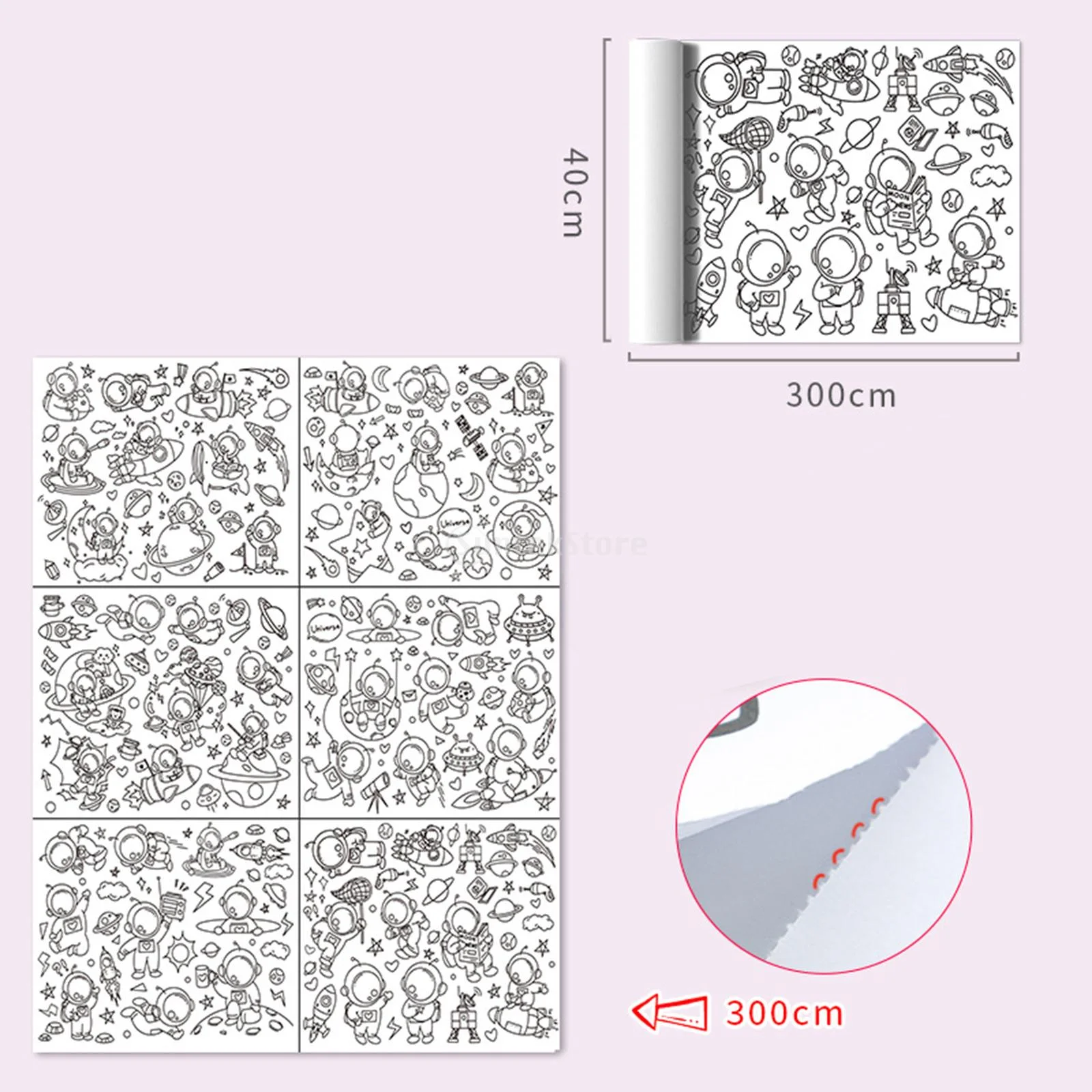 Children's Graffiti Scroll Coloring Painting Paper Extra Long Scroll Set Kindergarten Baby Canvas Self-Adhesive Painting Paper
