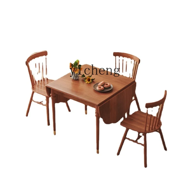 

Yy Solid Wood Folding Dining Table American Retro Oval round Table Home Small Apartment Mid-Ancient Style