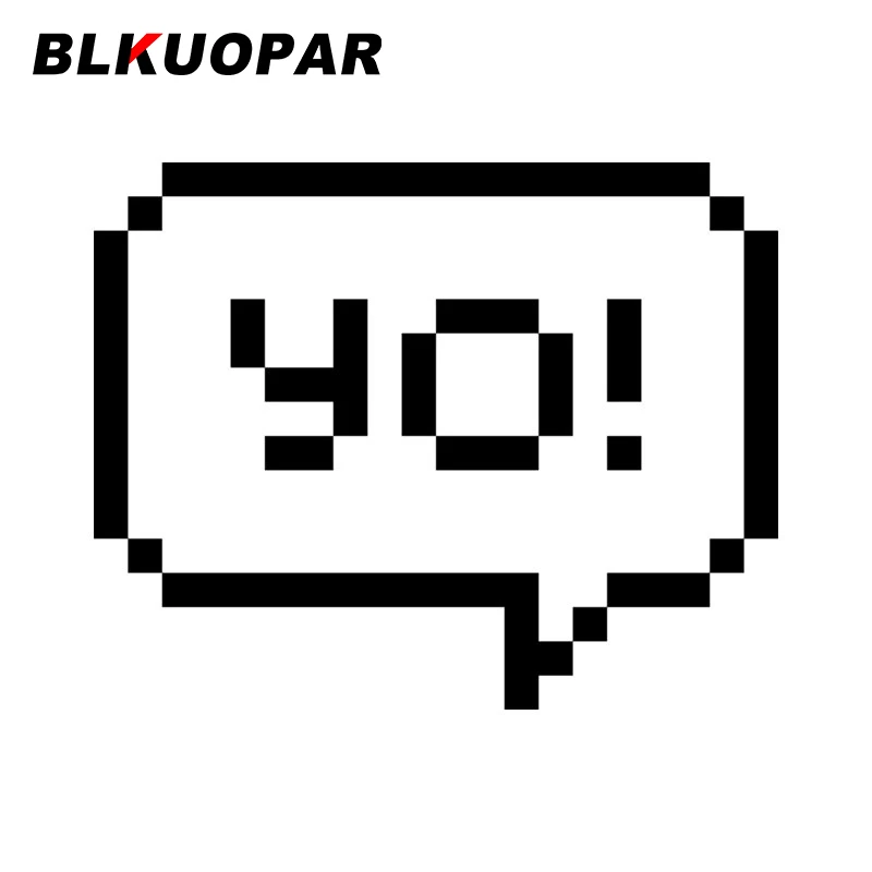 Blkuopar Pixel Art Speech Bubble Con Yo Saluto Car Sticker Occlusione Scratch Die Cut Decal Moto Home Vinyl Car Wrap
