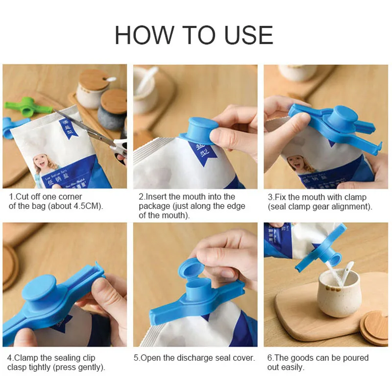Sealing Clip With Discharge Nozzle Package Sealer Portable Plastic Bags Clip Storage Food Snack Sealer Clamp Kitchen Accessories sealing clips,bag clips,bread bag clips,kitchen bag clips,storage bag clips