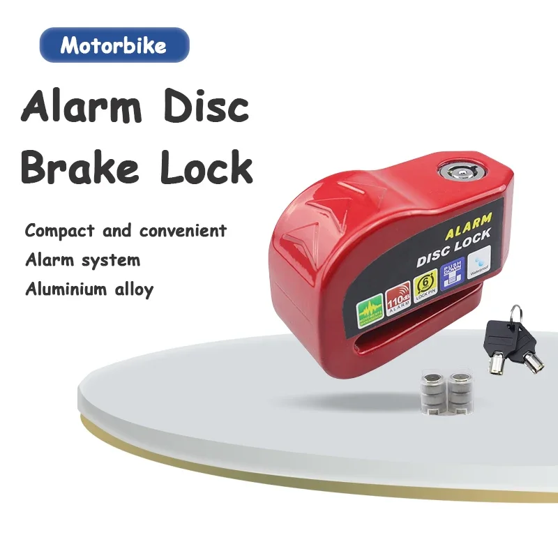Motorcycle Lock Bicycle Lock Alarm Safety Protection Padlock Disc Aluminum Alloy AntiTheft Reminder Rope Lock Bag MotorcycleAccessory
