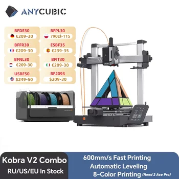 ANYCUBIC Kobra 3 V2 Combo AE Version 600mm/s Fast Printing 3D Printer 8 Colors Filament Auto Drying APP Control 3D Printer