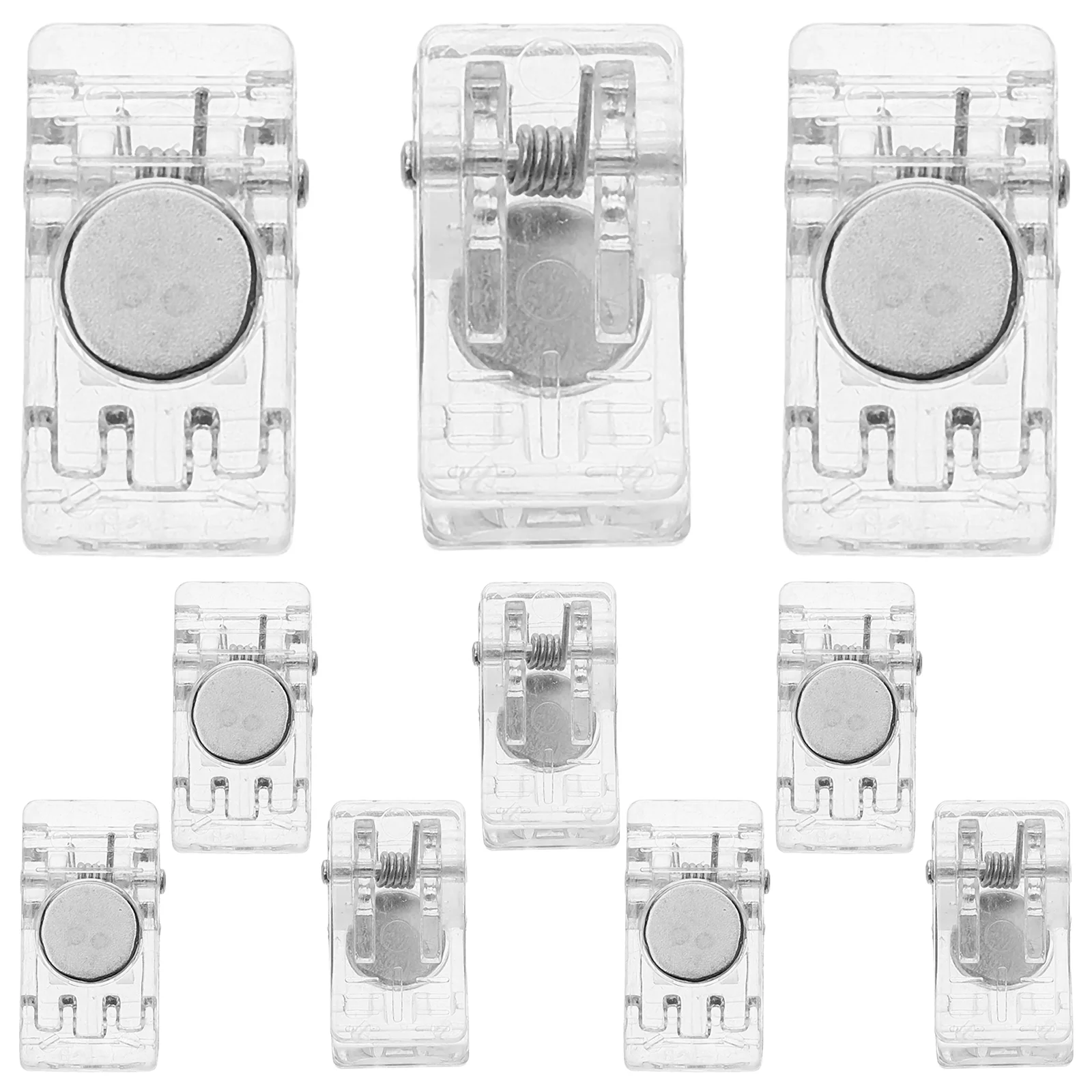 Badge Card Holder Spring Paperclip Acrylic Magnetic Wall Clips Office Binding Supplies Accessories 10 Pcs