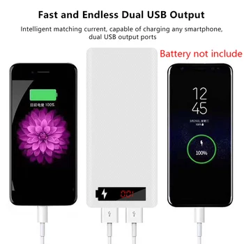 8*18650 Custodie per batterie di potere Supporto per batteria Portatile Dual USB Tipo C Micro Porta di ingresso Carica Shell per telefono 18650 Custodie per batterie