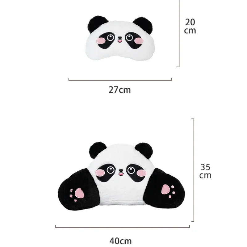 Panda Plush Car Neck and Lumbar Support Pillow Set