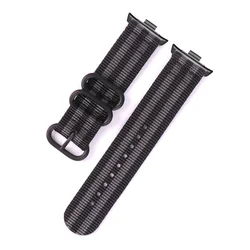 Woven Nylon Loop Watchband Strap - Stylish and Durable Bracelet Accessories (Black Gray)