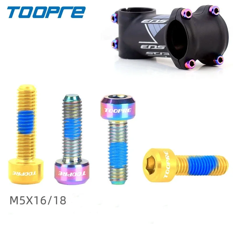 TOOPRE Mountain Bike Colour Stem Fixing Screw 1.99g Iamok Titanium Alloy Screws M5*16/18mm Ultra Light Bicycle Parts giyo bike colour 34 9g rear derailleur screw titanium alloy iamok bicycle guide wheel fixing screws ultra light