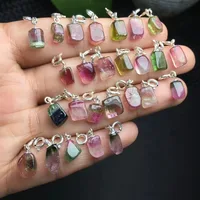 Unit One Piece 925 Silver Buckle With Good Sale Natural Watermelon Tourmaline Crystal Healing Random Pendant For Gift 1