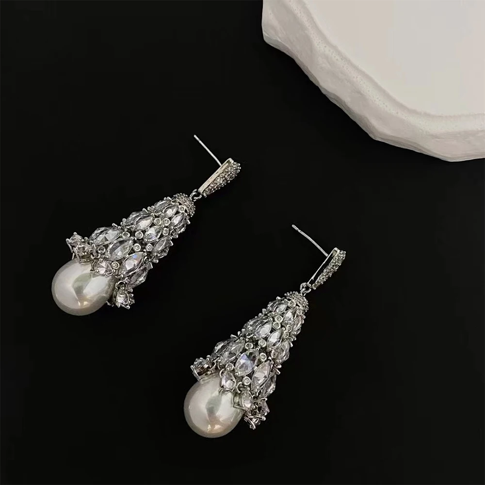 Fashion Vintage  Luxury Temperament  Zircon inlaid pearl Series Earring for women's Girl party gift  Jewelry wholesale free ship