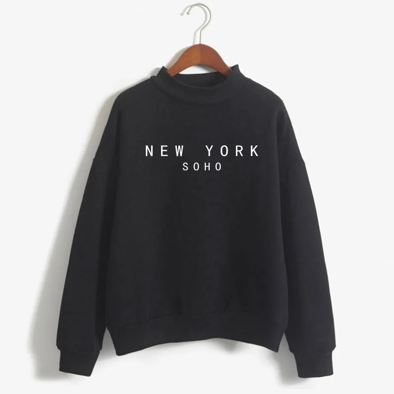 

NEW YORK SOHO Print Woman Sweatshirts Sweet Korean O-neck Knitted Pullovers Thick Autumn Winter Candy Color Loose Women Clothing