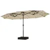 15 ft Large Patio Umbrella with Solar Lights Double-Sided Outdoor Rectangle Market Umbrellas with 36 LED Lights/Base 2
