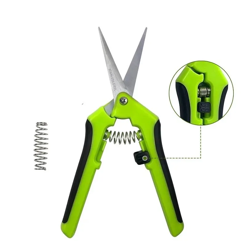 Garden Scissors 6.5 Inch Hand Pruner Pruning Shears Trimming With Straight Elbow Stainless Steel Blades For Plant