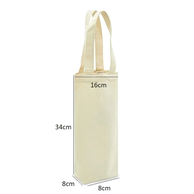 100pcs Plain Single Canvas Wine Bag with Handle Blank Two Bottle Gift
