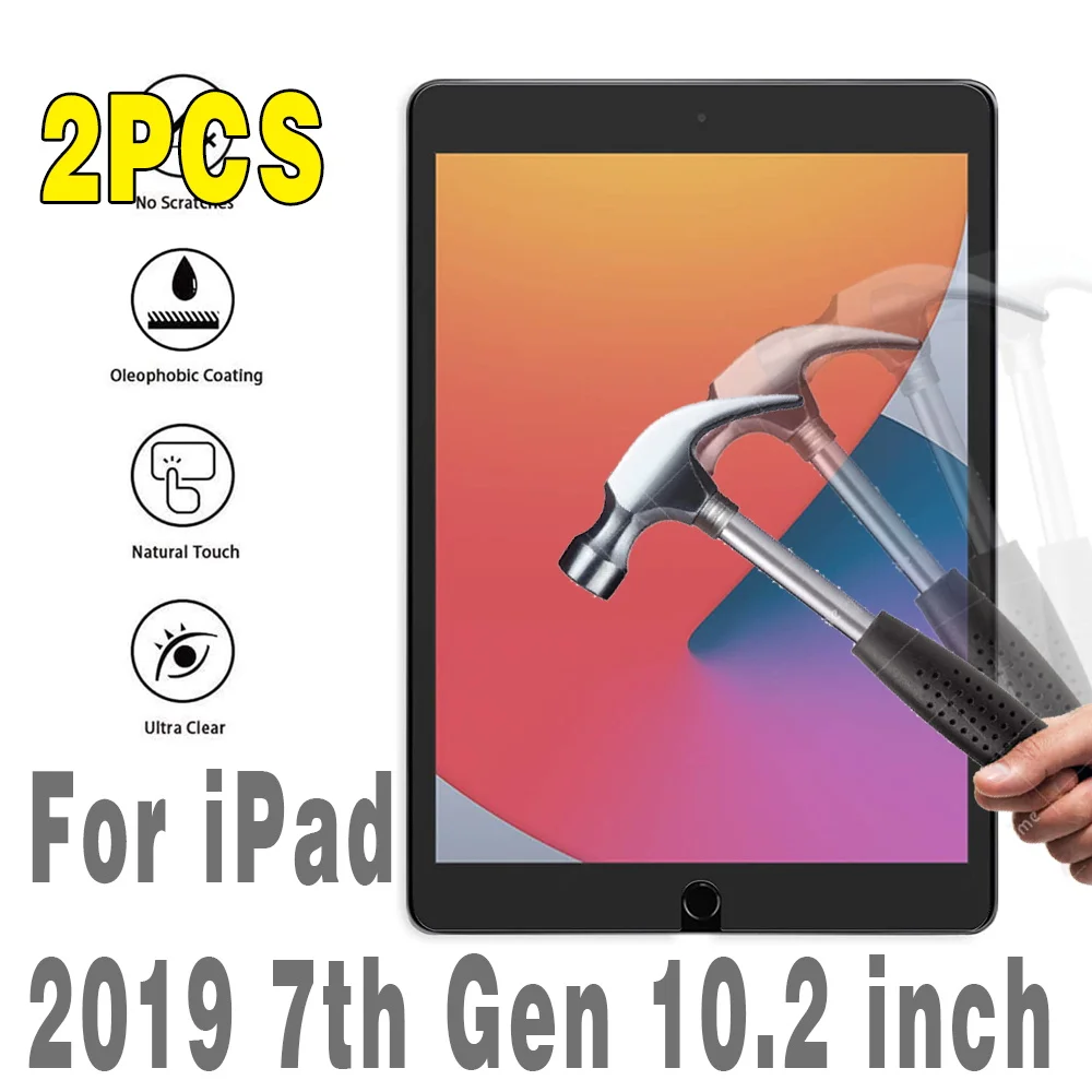 

2Pcs Tempered Glass for iPad 7th Gen 2019 Protector Full Coverage Screen Film for Apple iPad 2019 7th Gen 10.2 inch