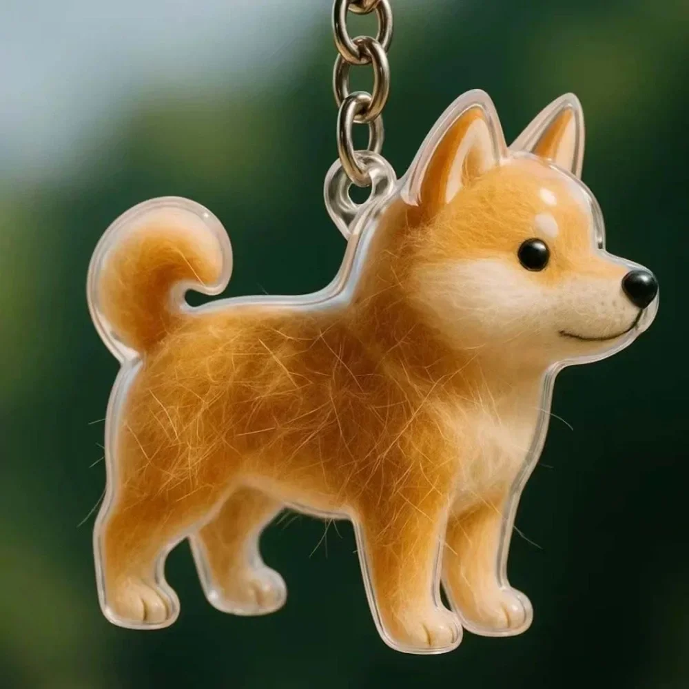 Cute Cartoon Dog Hair Storage Box & Transparent Keychain - DIY Handmade Acrylic Puppy Pendant