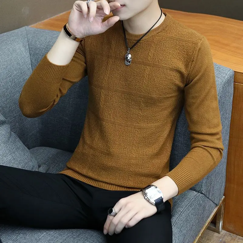 

Fashion Solid Color V-Neck Knitted Button All-match Sweater Men's Clothing 2022 Autumn New Casual Pullovers Loose Korean Tops