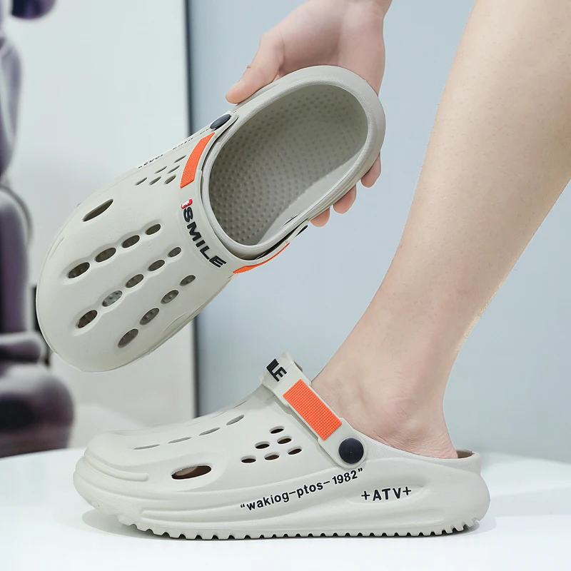 Summer Clogs Slippers Men Clogs Slippers Soft Sole Breathable Beach Slippers Men Home Slippers Outdoor Antiskid Slippers - Image 2