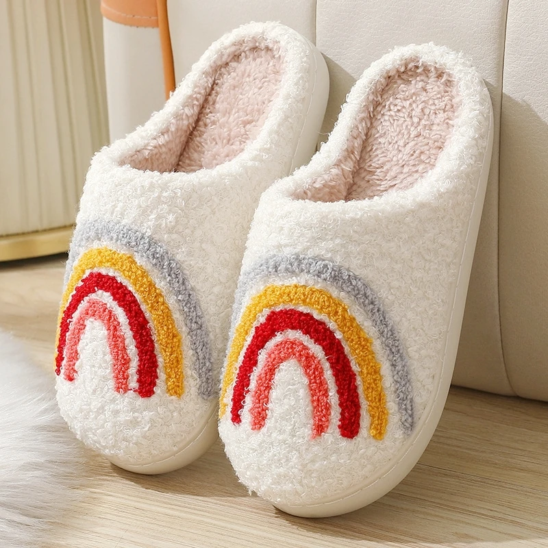 Winter Women Home Slippers Indoor Non-Slip Flip Flops Couple Plush Living Room Shoes Man Simple Soft Warm Cotton Slides 4