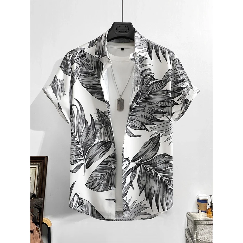 Leaf Tropical Men's Resort Hawaiian 3D Print Shirts Outdoor Vacation Beach Summer Turndown Short Sleeve Casual  Hawaii Shirts 2