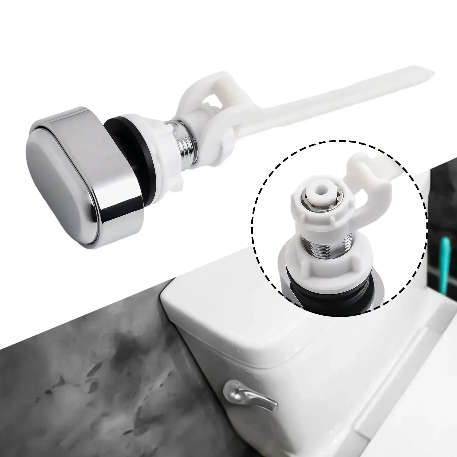 ABS Toilet Water Tank Button Flush Lever Push Button Flush Toilet Seat Water Tank Valve Bathroom Parts